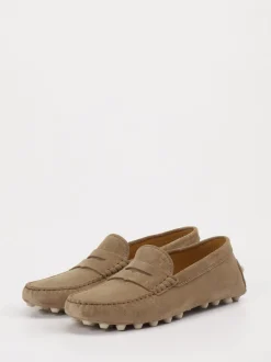 Tod's – Slipper aus Veloursleder in Taupe