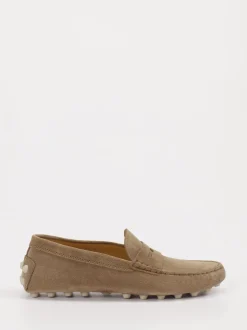 Tod's – Slipper aus Veloursleder in Taupe