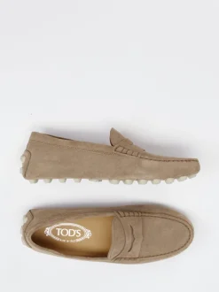 Tod's – Slipper aus Veloursleder in Taupe