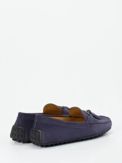 Tod's – Slipper aus Veloursleder in Dunkelblau