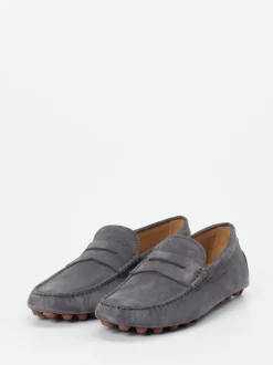 Tod's – Slipper aus Veloursleder in Anthrazitgrau