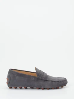 Tod's – Slipper aus Veloursleder in Anthrazitgrau