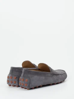 Tod's – Slipper aus Veloursleder in Anthrazitgrau