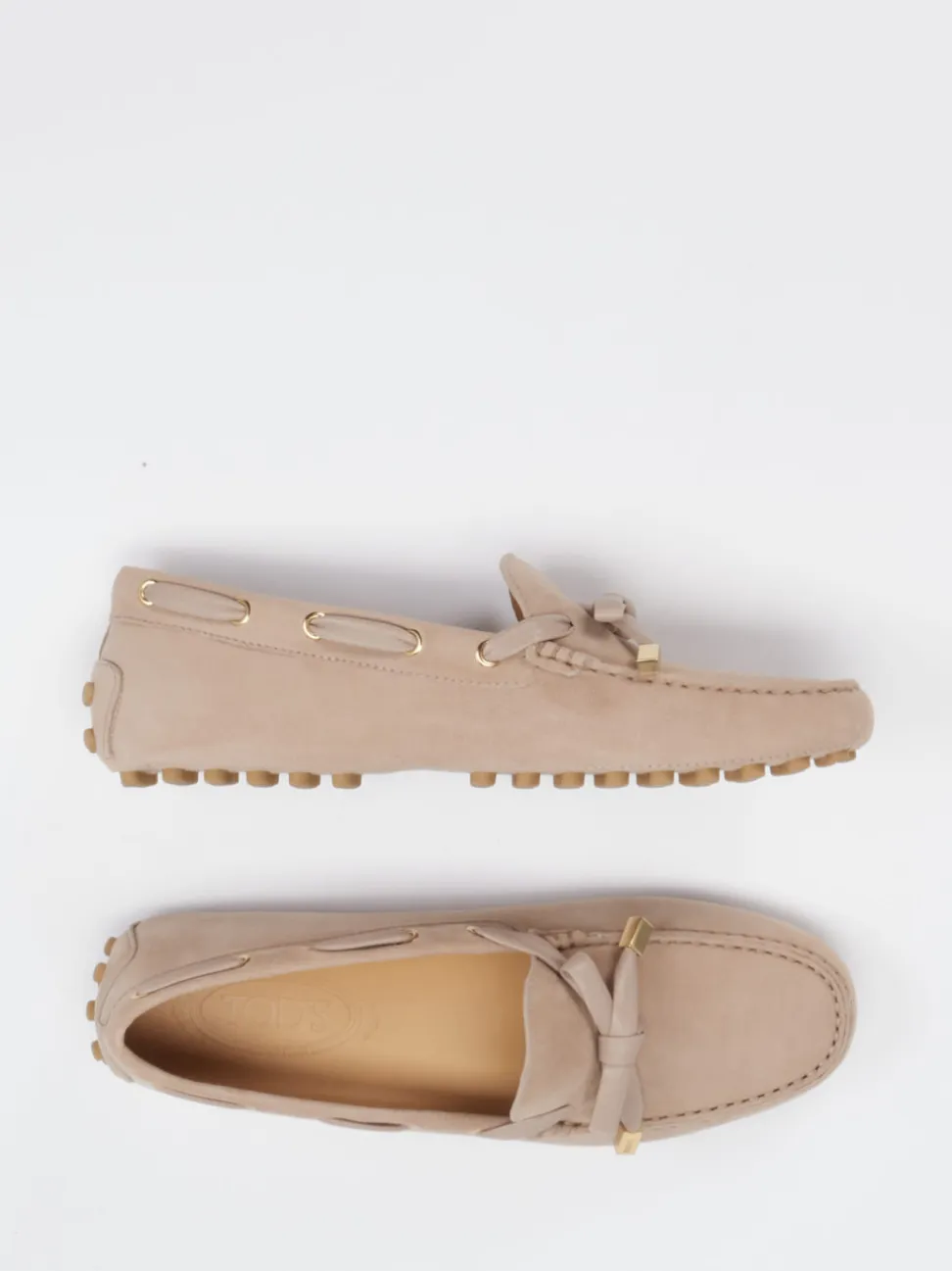 Tod's – Slipper aus Veloursleder in Beige