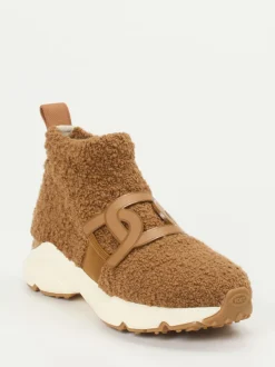 Tod's – Sneaker aus Teddy-Textil in Karamellbraun
