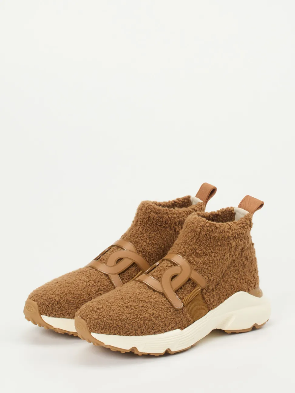 Tod's – Sneaker aus Teddy-Textil in Karamellbraun