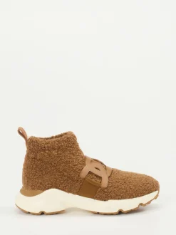 Tod's – Sneaker aus Teddy-Textil in Karamellbraun
