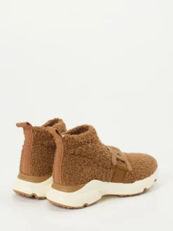 Tod's – Sneaker aus Teddy-Textil in Karamellbraun