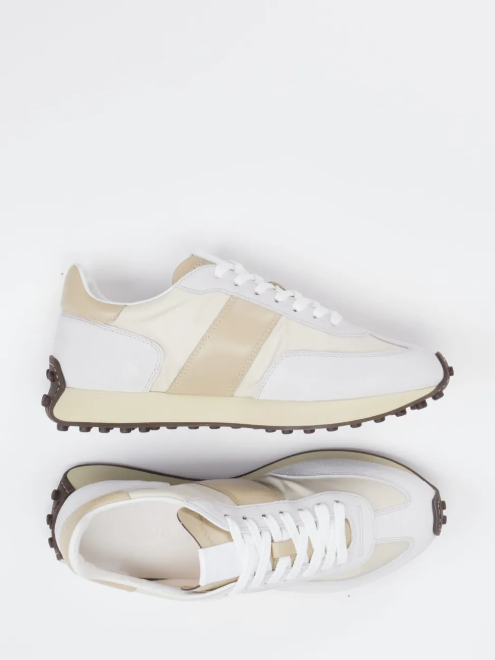 Tod's – Sneaker aus Velour und Textil Offwhite