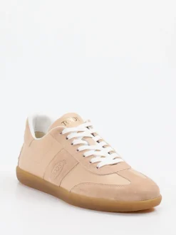 Tod's – Sneaker aus Velourleder und Glattleder Beige