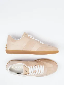 Tod's – Sneaker aus Velourleder und Glattleder Beige