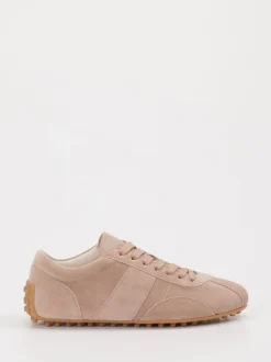 Tod's – Sneaker aus Veloursleder in Rosébeige