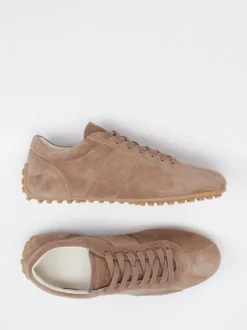 Tod's – Sneaker aus Veloursleder in Taupe