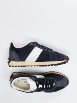 Tod's – Sneaker aus Veloursleder und Nylon dunkelblau