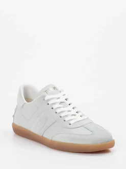 Tod's – Sneaker aus Velours- und Glattleder hellgrau