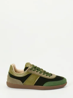 Tod's – Sneaker aus Veloursleder in Grüntönen