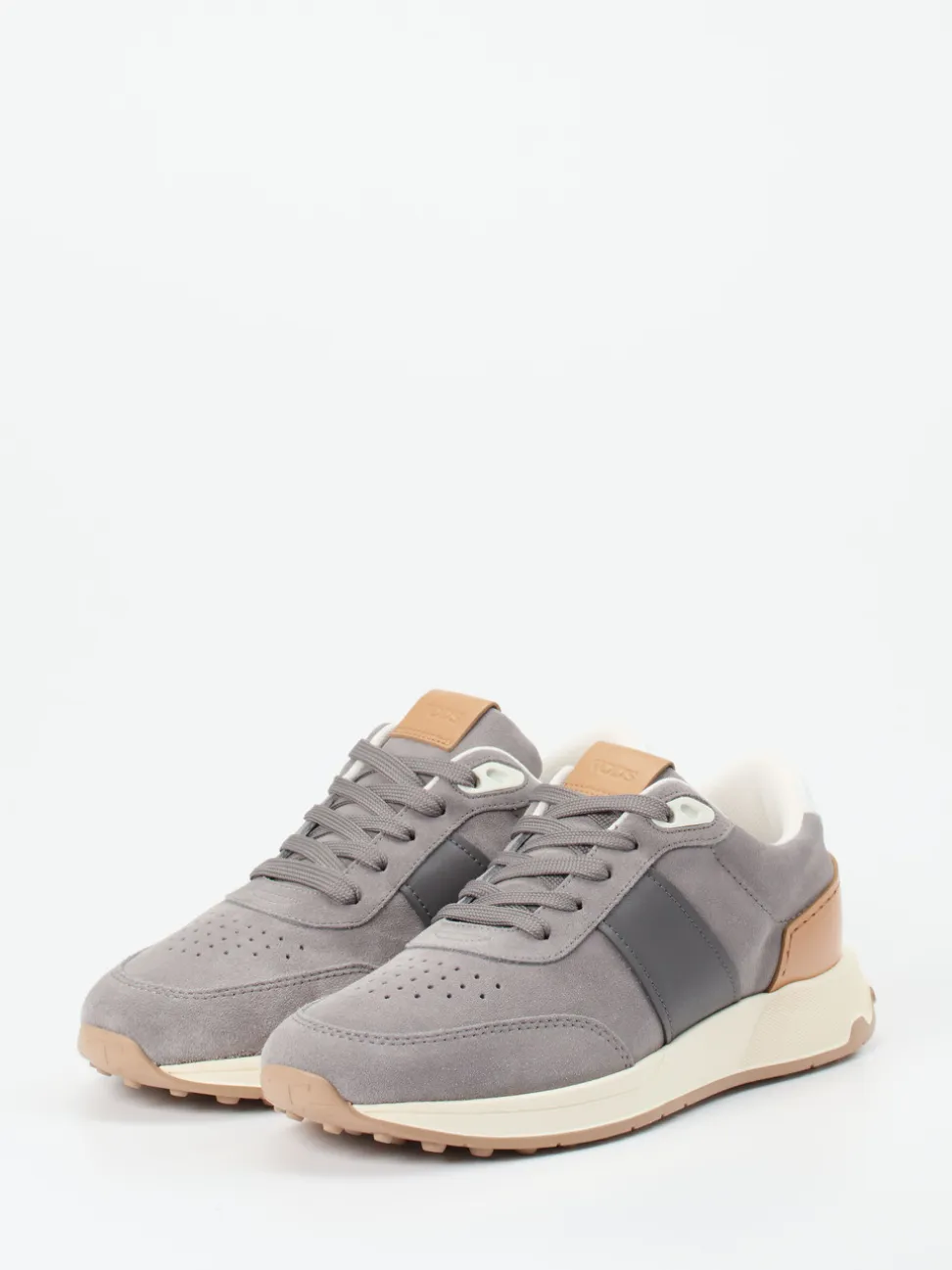 Tod's – Sneaker aus Veloursleder in Grau