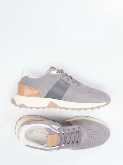 Tod's – Sneaker aus Veloursleder in Grau