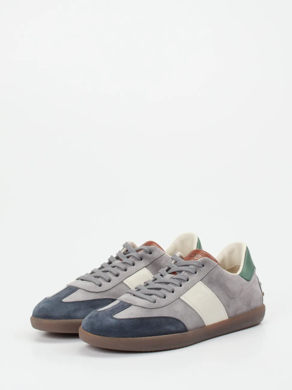 Tod's – Sneaker aus Veloursleder in Hellgrau
