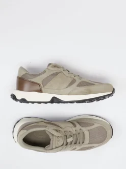 Tod's – Sneaker aus Velour/Textil in Sandbeige
