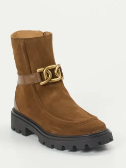 Tod's – Stiefelette aus Veloursleder in Braun