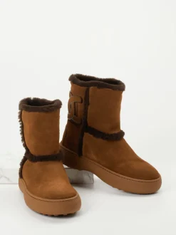 Tod's – Winterboots aus Veloursleder kastanienbraun