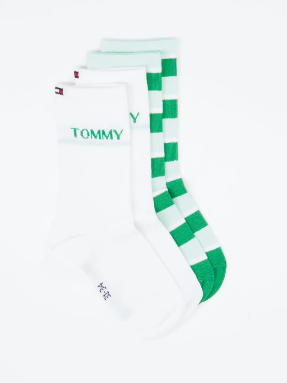 Tommy Hilfiger – Crew-Socken aus Textil in Grün-Weiß