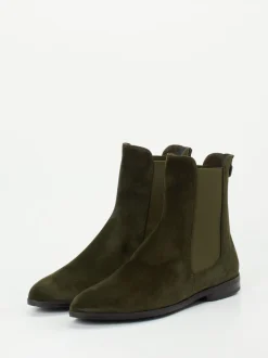 Truman's – Chelsea Boots aus Veloursleder olivgrün