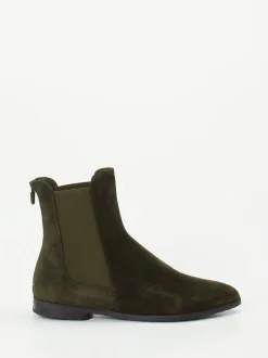 Truman's – Chelsea Boots aus Veloursleder olivgrün