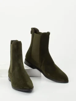Truman's – Chelsea Boots aus Veloursleder olivgrün