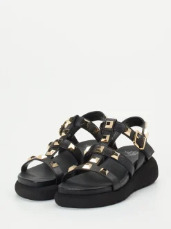 Truman's – Keilsandalette aus Hirschleder Schwarz