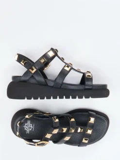 Truman's – Keilsandalette aus Hirschleder Schwarz