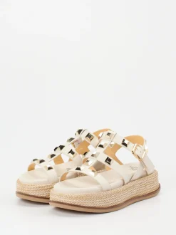 Truman's – Plateau-Sandalen aus Hirschleder in Beige