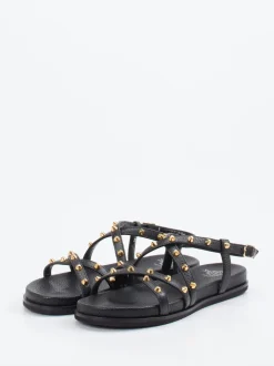 Truman's – Riemchensandale aus Leder Schwarz-Gold