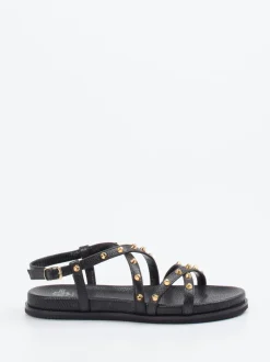 Truman's – Riemchensandale aus Leder Schwarz-Gold