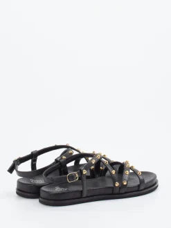 Truman's – Riemchensandale aus Leder Schwarz-Gold