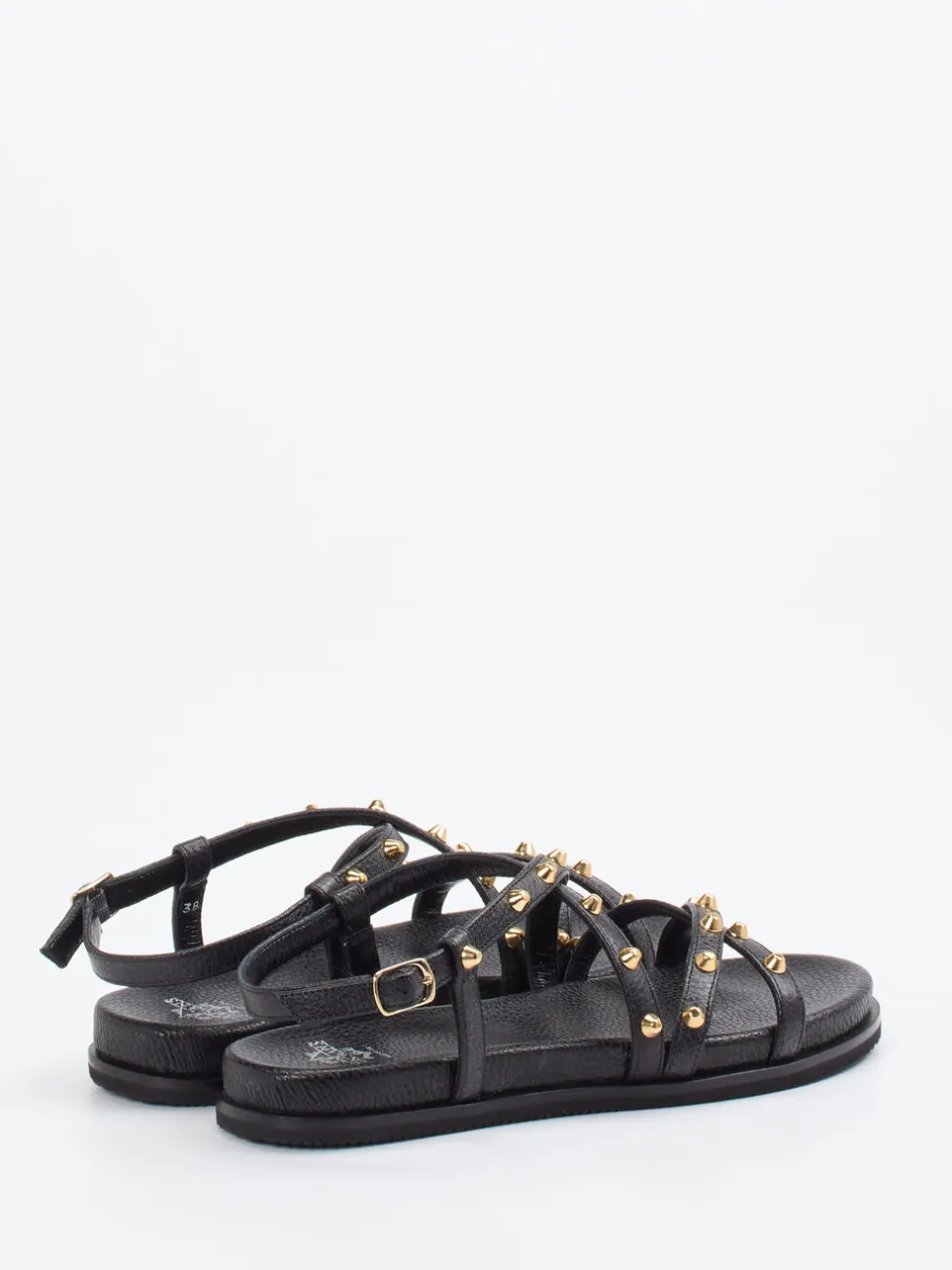 Truman's – Riemchensandale aus Leder Schwarz-Gold