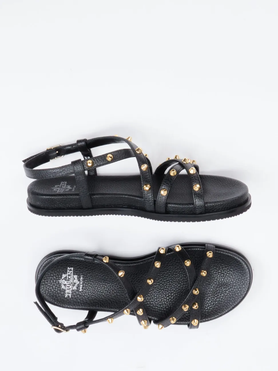 Truman's – Riemchensandale aus Leder Schwarz-Gold