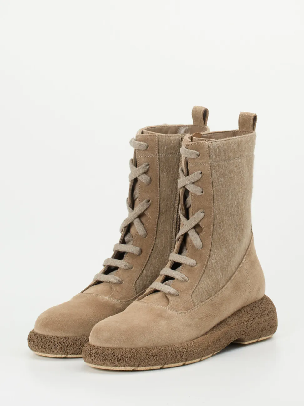 Truman's – Schnürboots aus Veloursleder sandbeige