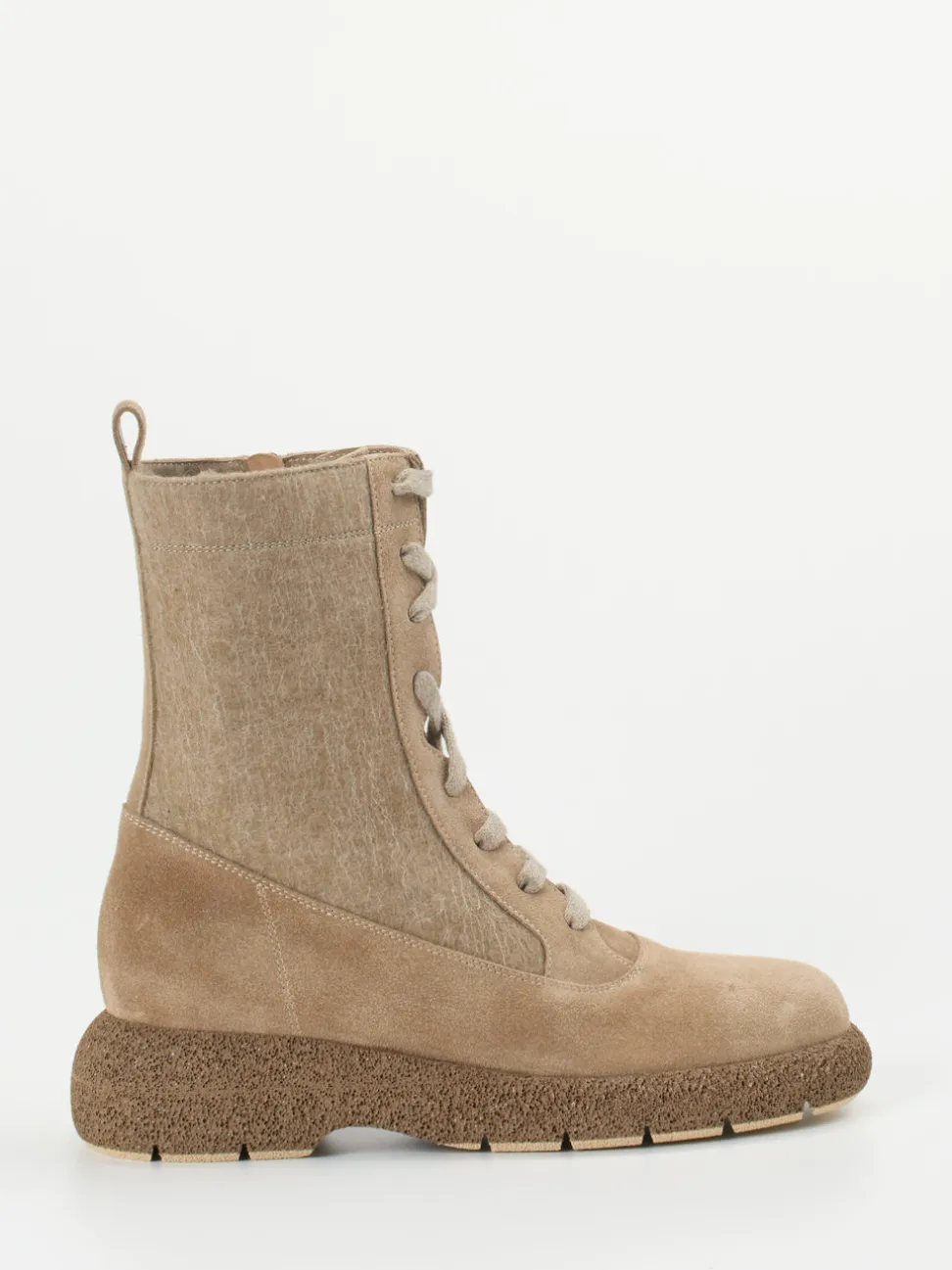 Truman's – Schnürboots aus Veloursleder sandbeige
