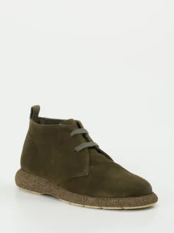 Truman's – Schnürstiefelette aus Veloursleder olivgrün