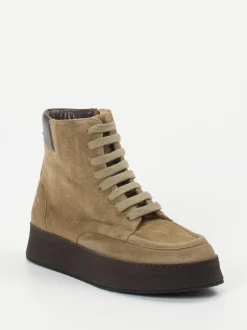 Truman's – Schnürstiefelette aus Veloursleder Sandbeige