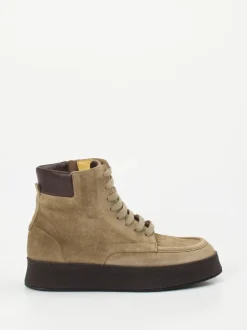 Truman's – Schnürstiefelette aus Veloursleder Sandbeige