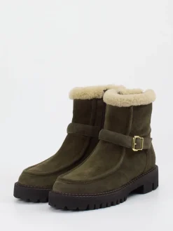 Truman's – Stiefeletten aus Veloursleder olivgrün