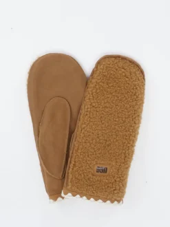 UGG – Fausthandschuhe aus Textil in Cognacbraun