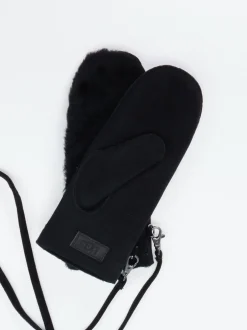 UGG – Fäustlinge aus Leder und Lammfell Schwarz