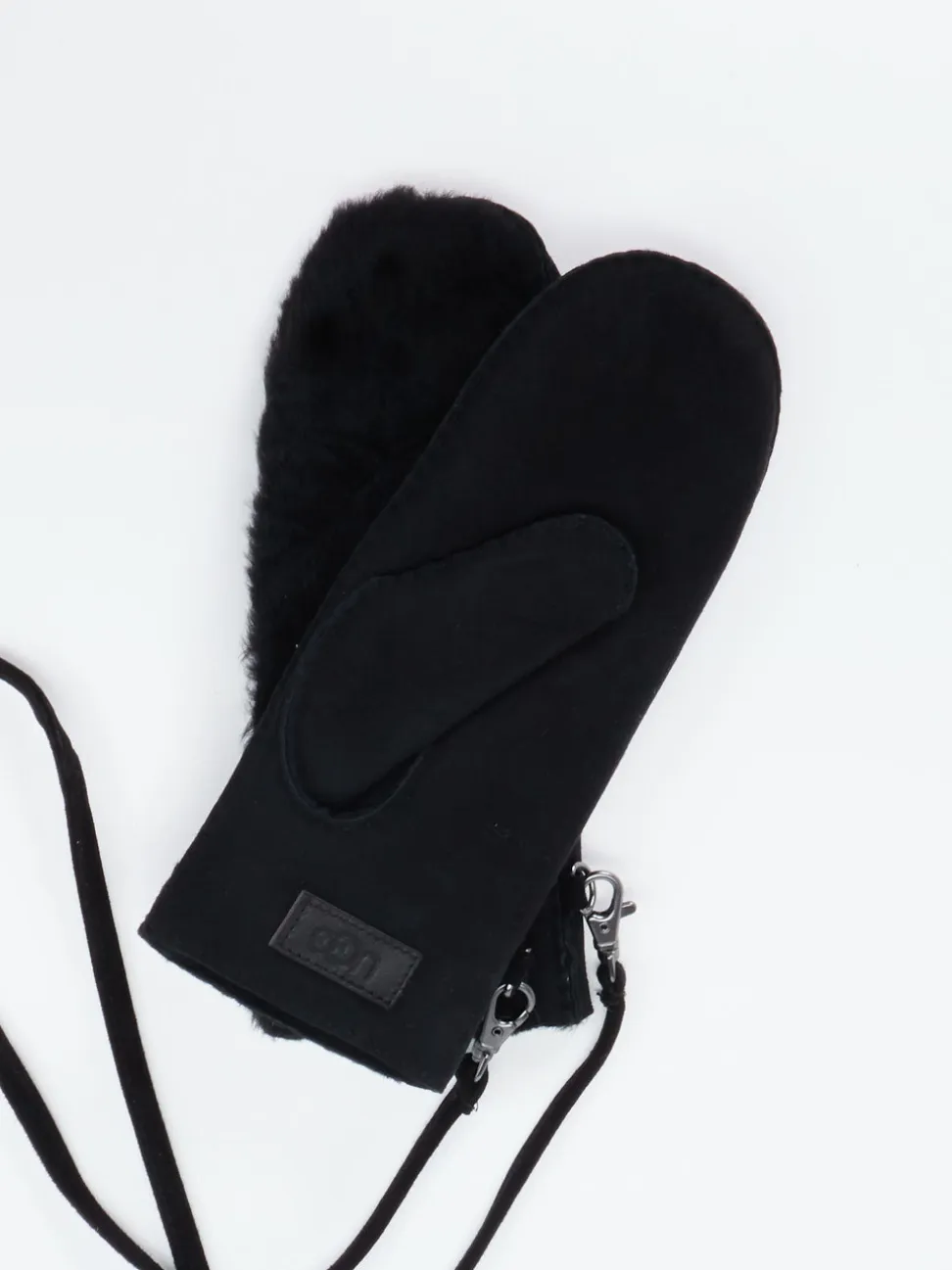 UGG – Fäustlinge aus Leder und Lammfell Schwarz