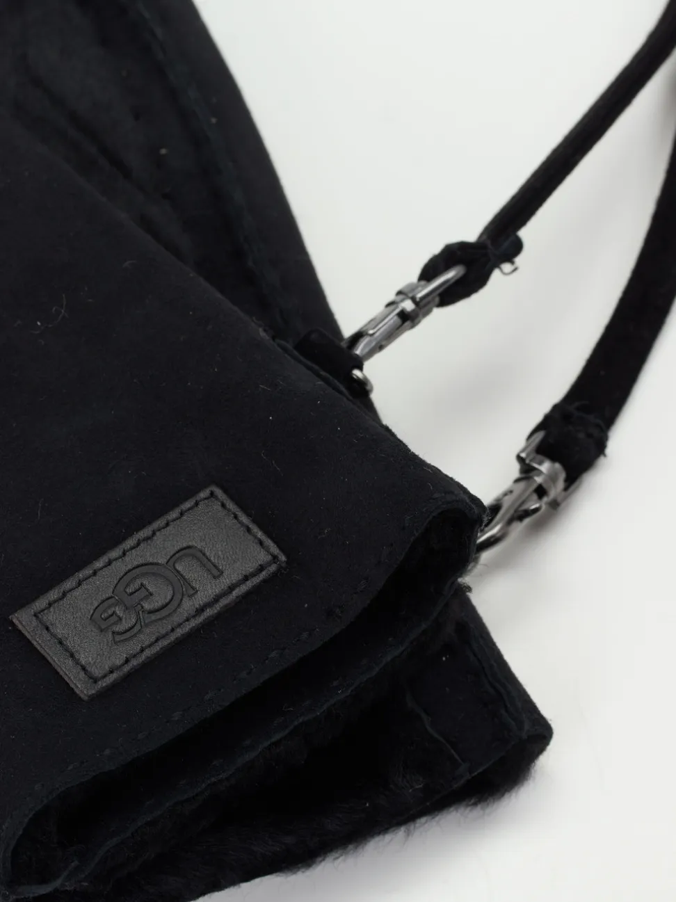UGG – Fäustlinge aus Leder und Lammfell Schwarz