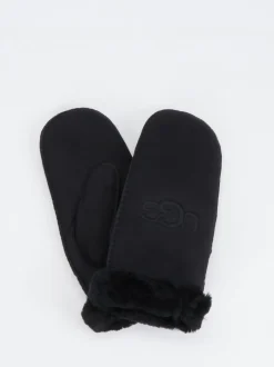UGG – Fäustlinge aus Leder mit Fellfutter schwarz