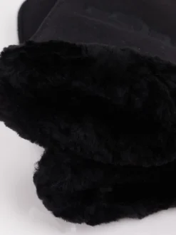 UGG – Fäustlinge aus Leder mit Fellfutter schwarz